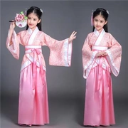 Cô bé Hanfu mùa đông lạnh lùng mẹ và con trẻ em trang phục nữ cổ tích trang phục trẻ em guzheng biểu diễn chương trình cos - Quần áo ngoài trời