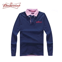 Budweiser áo mới màu rắn POLO áo sơ mi nam dài tay thời trang áo thun cotton giản dị nam Paul Slim áo thun có cổ