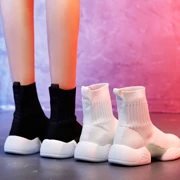 Giày thun nữ cao cấp 2018 phiên bản Hàn Quốc mới của ulzzang đan hoang dã dày đáy giày thể thao cao thường nữ