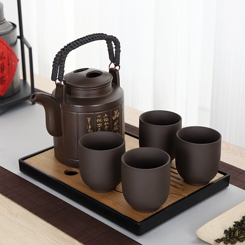Yixing Zisha Tea Set Set Big -Lize -Capicity Liang Liang Pot Theory 1 Pot, 4 чашки чашек, простой чай, простое чайное устройство Home Hotel