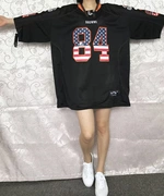 Quần áo bóng đá hip hop nam và nữ bf gió áo thun ngắn tay nữ mùa hè Phiên bản Hàn Quốc của học sinh lỏng lẻo trong bóng chày phần dài - Thể thao sau