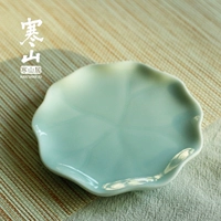 Hanshanju lá sen celadon thủ công tách trà cốc coaster khay trà kungfu bộ trà nghi lễ không trận đấu trà mat đĩa - Trà sứ ly uống trà