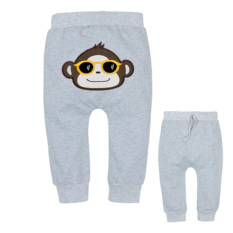 Grey MonkeyAutumn and winter new pattern Trousers large PP pants baby pure cotton trousers male girl Haren pants baby leisure time trousers
