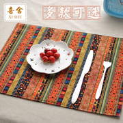 Thái sọc bảng mat bàn ăn vải placemat red blue retro tính năng phong cách dân tộc bữa ăn mat trà mat