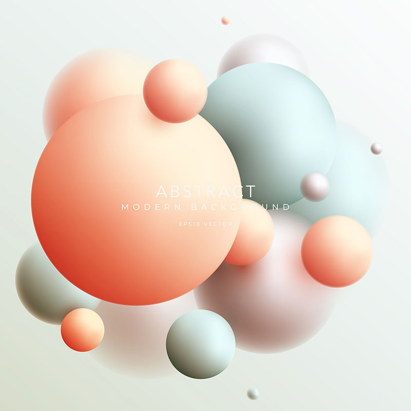 3D立体彩球彩色球体粒子气泡气球电商海报装饰背景AI矢量设计素材