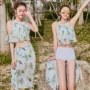 Thời trang bikini chia ba mảnh phù hợp với khăn voan gợi cảm hở lưng Hàn Quốc nhỏ nhắn nước hoa góc phẳng mùa xuân nóng bỏng - Bikinis đồ bơi tay dài nữ