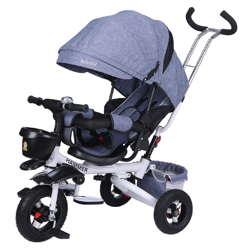 White + Linen Grey Folding Hollow WheelAn artifact of child walking children Tricycle Bicycle 1-4-7 year Large baby wheelbarrow baby Bicycle Baby carriage