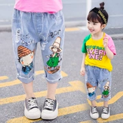 Quần bé gái mùa hè 1-3 tuổi quần jeans trẻ em Áo khoác ngoài cho bé mùa hè 5-6 bé gái bảy quần mùa hè - Quần