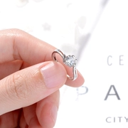 Nhẫn bạc 925 vuốt sáu vòng kim cương tình yêu nhẫn kim cương nhẫn cưới nữ Nhật Bản và Hàn Quốc khí chất nhẫn kim cương bông tuyết quà tặng