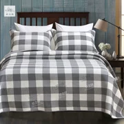 Trung tính hiện đại được chần bởi chiếc giường kẻ sọc màu xám được phủ ba tấm vải cotton đôi mỏng có thể giặt được - Trải giường