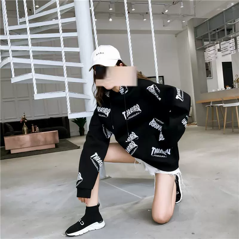 Phụ nữ retro đầu thu đông xuân và quần áo mùa thu nữ áo dài tay mùa xuân và mùa thu áo len lỏng áo hoodie nữ mỏng - Áo len