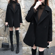 Chống mùa giải áo len màu đen mùa đông phiên bản Hàn Quốc mới của phần dài lỏng lẻo 茧 loại áo nhỏ thủy triều áo choàng dạ nữ mùa đông