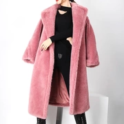 Mùa đông 2018 giả cao len nhập khẩu len lông cừu phù hợp với cổ áo dài phần lông lông dày hạt áo khoác nữ