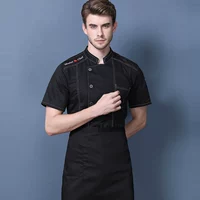 Черная футболка, черный фартук, короткий рукав