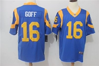 Quần áo bóng bầu dục huyền thoại người hâm mộ ưu tú thêu tay ngắn kích thước lớn hip-hop nam thể thao Rams Ram 16 # GOFF - bóng bầu dục bóng ném rugby