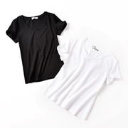 [2] G 25 mùa hè màu rắn vòng cổ đáy áo nữ Hàn Quốc phiên bản của hoang dã áo thun ngắn tay T-Shirt C1