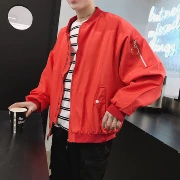 Áo khoác bé trai màu đỏ nam phiên bản Hàn Quốc xu hướng 2018 mùa thu hoang dã phong cách Harajuku bf sinh viên đẹp trai đồng phục bóng chày lỏng lẻo