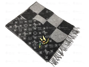 [Домашнее место] Louis Vuitton Lv Nigo Cooperative Duck Cashmere Black Grey Scarf