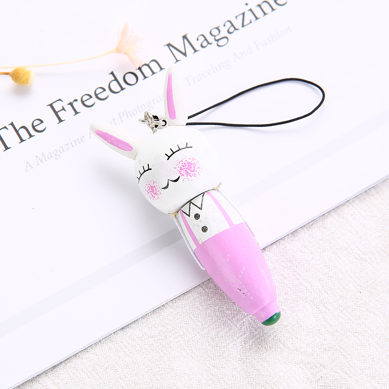 RabbitFor students ball pen woodiness lovely female Super cute carbon bullet Black pen Signature pen Oil pen Ballpoint pen Stationery