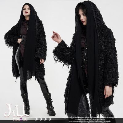 taobao agent O Jill o street personality punk PUNK RAVE hooded knitted thick sweater cardigan loose jacket WM059