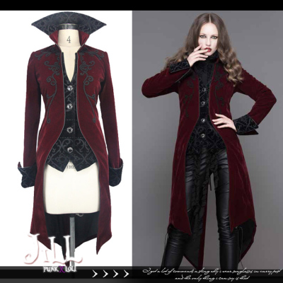 taobao agent O Jier o Gorgeous Gothic Basham Hemotheliest Establishing Terry Tail Faculty Two suit Jacket Red Goth