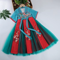 Летнее ханьфу, тонкое платье с коротким рукавом, юбка на девочку, этнический наряд маленькой принцессы, китайский стиль