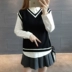Cao đẳng phong cách thời trang triều mùa thu mới sinh viên Hàn Quốc áo len áo len vest vest hai mảnh phù hợp với nữ đồ công sở nữ Áo len