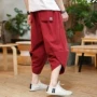 Quần củ cải phong cách Trung Quốc quần nam cắt cạp quần cỡ lớn harem quần thấp hiphop mùa hè thời trang thêu quần lỏng quần vải nam