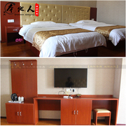Nội thất khách sạn hoàn thành phòng khách sạn nhà máy trực tiếp tiêu chuẩn phòng đôi giường mềm gói giường trở lại TV tủ bàn