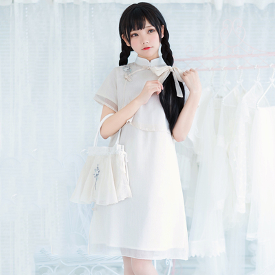 taobao agent Summer dress, set, shiffon fresh cheongsam