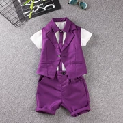 Trai nhỏ phù hợp với vest ba mảnh phù hợp với mùa hè ngày của trẻ em trang phục nhỏ chủ dress ngắn tay áo phù hợp với