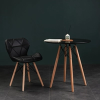 70 см черный круглый стол + 1 черный стул