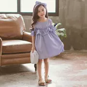 2019 khác mặc cho phụ huynh-trẻ em Phiên bản Hàn Quốc của trẻ em mặc váy trẻ em sọc mùa hè váy quây cô gái mùa hè màu xanh nhạt - Khác