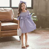 2019 khác mặc cho phụ huynh-trẻ em Phiên bản Hàn Quốc của trẻ em mặc váy trẻ em sọc mùa hè váy quây cô gái mùa hè màu xanh nhạt - Khác áo giữ nhiệt trẻ em