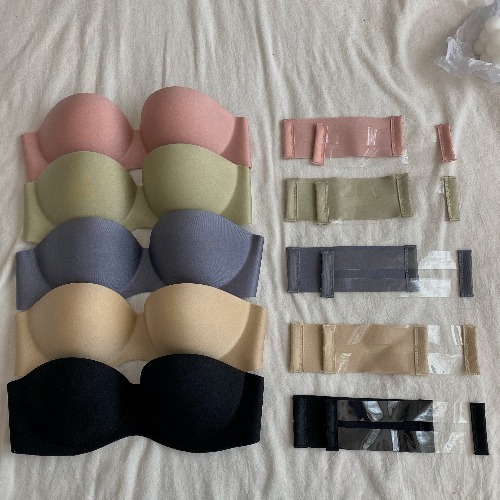 Greyundergarment covering the chest and abdomen Bras female 2021 summer new pattern Wireless  Gather together Breast wrapping No trace Strapless Beautiful back Underwear Bra