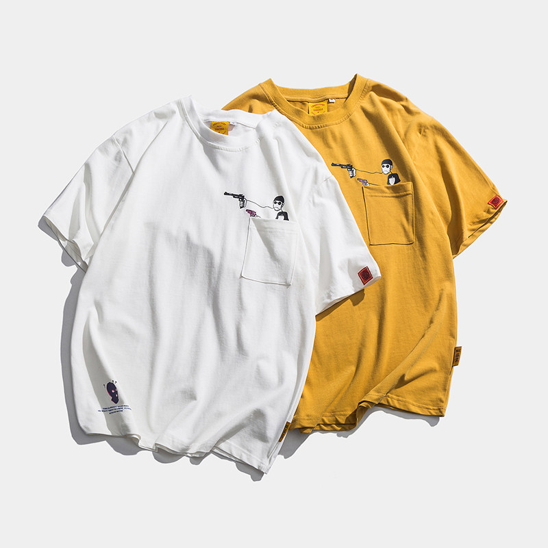 bf男友风 夏季薄款短袖t恤男潮流个性创意印花情侣tee百搭体恤男