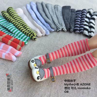 taobao agent Doll socks Blythe small cloth/momoko/ob/azone striped middle tube socks