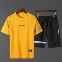 Áo hai dây mỏng cho nam mùa hè Áo thun ngắn tay phiên bản Hàn Quốc của xu hướng quần âu thể thao nam mùa hè - Bộ đồ quần lót nam