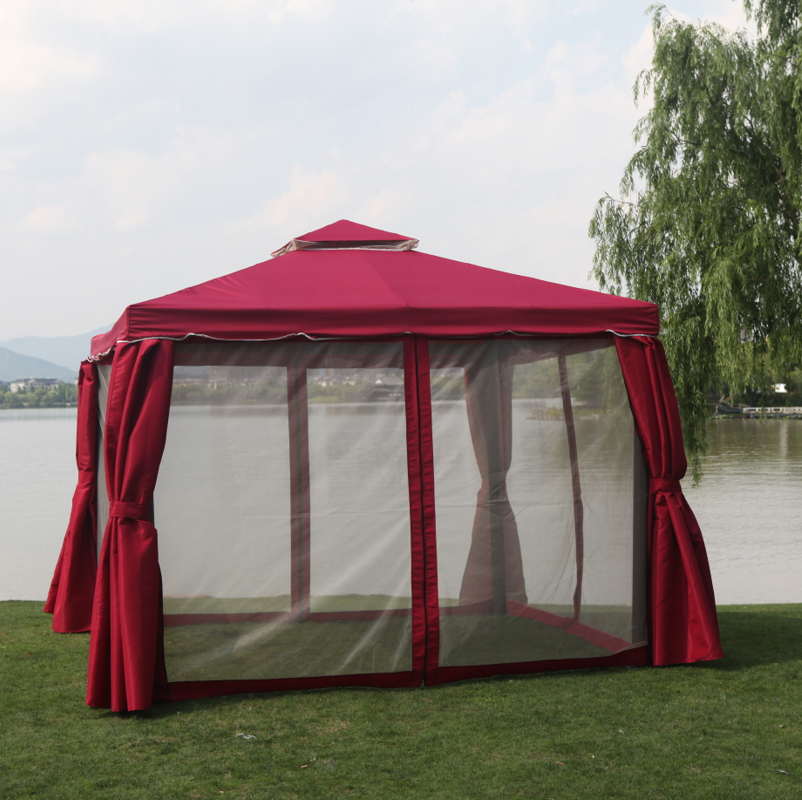 3.5X3.5m Luxury Wine Red (Including Double Curtains)Rome Tent outdoors pavilion commercial Tent garden villa courtyard Awning outdoor automobile Canopy Wedding