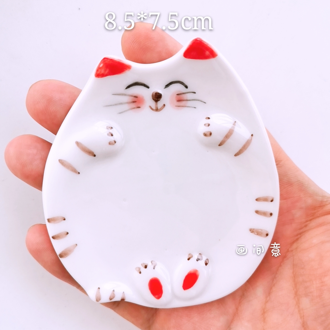 Kitten Palette Is Very Small, 8.5 * 7.5Cm WhiteWatercolor Palette ceramics Oil Painting Traditional Chinese painting Painting pigment white Porcelain rectangle Three grid disc rose Palette
