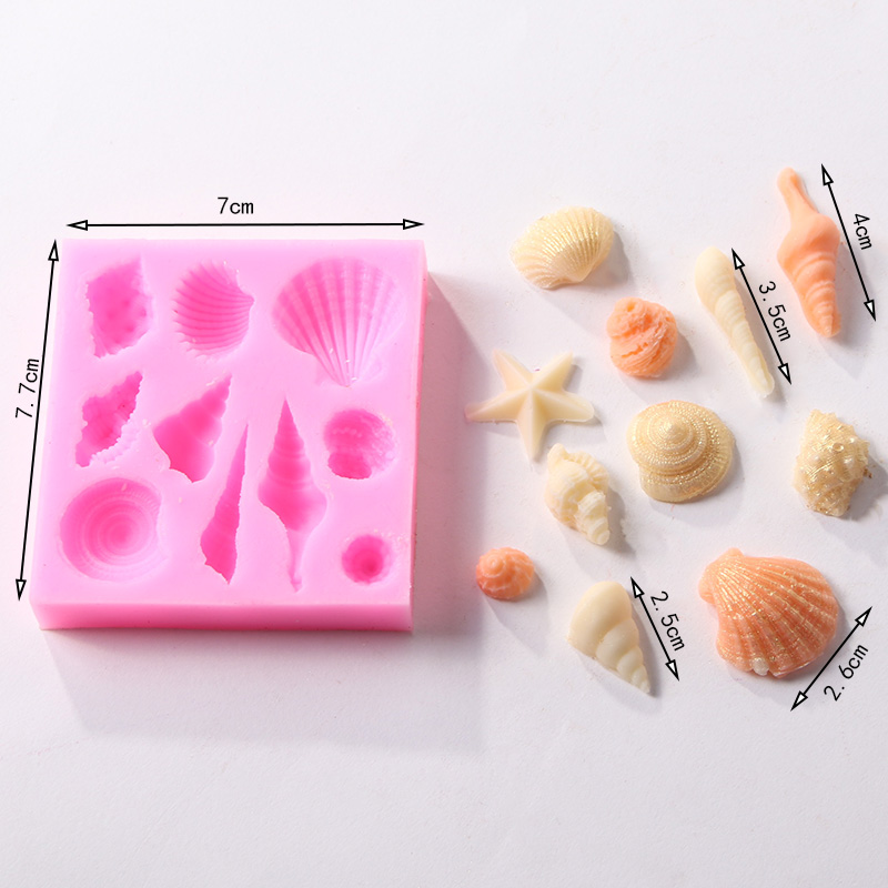 Conch Silicone MoldSugar cake Chocolates Silica gel mold Starfish clocks and watches Conch Half block Chocolates Button Hollow out five-pointed star love