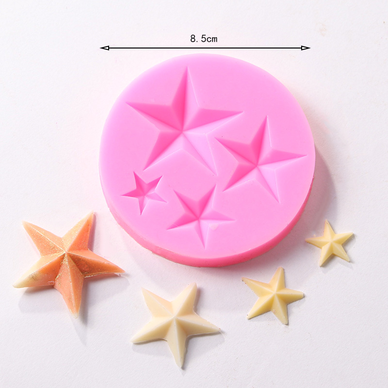 Pentagram Silicone MoldSugar cake Chocolates Silica gel mold Starfish clocks and watches Conch Half block Chocolates Button Hollow out five-pointed star love