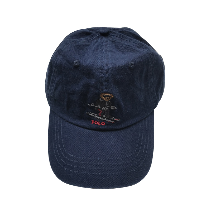 Ski Bear & Dark BluePolo Bear Hat female Chaopai ins Paul Baseball cap male leisure time peaked cap Sun hat RL Export