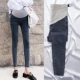 Quần bà bầu mùa xuân và mùa thu jeans mùa thu đông mặc thời trang phần chân đen chân nhỏ chín điểm cộng với nhung - Phụ nữ mang thai quần / quần bụng