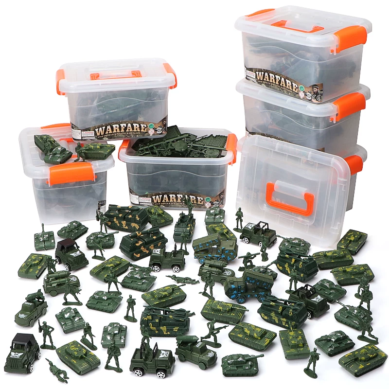 Tank and Combat Vehicle Model Set, minifigures with storage box, assorted 20 cm kit