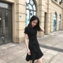 Khí ga châu Âu có mùi thơm nhỏ trong chiếc váy dài hè 2019 phiên bản mới của phụ nữ Hàn Quốc với chiếc váy đen thon gọn - váy đầm váy xếp ly dài