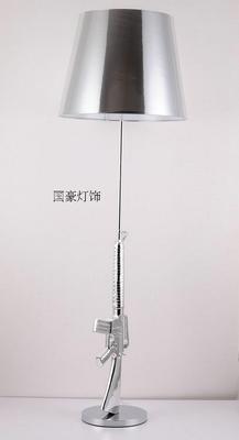 Silver Plating Of Long Gun Floor LampItaly Gun _ LoungeTablelampGun | Long gun Floor lamp AK47 Desk lamp