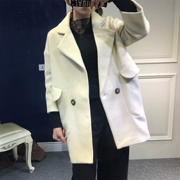 Bộ đồ len cổ lọ nữ mùa đông 2017 phiên bản Hàn Quốc mới của cơ thể nữ trong phần dài của áo khoác len nữ sinh viên - Trung bình và dài Coat