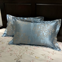 Bộ chăn ga gối bằng vải satin satin Châu Âu Bộ gối đơn cao su đặt cặp cưới 2 tầng cao gối chống trào ngược babieskey