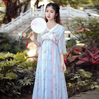 Váy bà bầu retro cải tiến Hanfu váy nữ phong cách Trung Quốc Han yếu tố nghệ thuật nhỏ tươi cổ tích bụng lớn - Áo thai sản những mẫu váy bầu đẹp